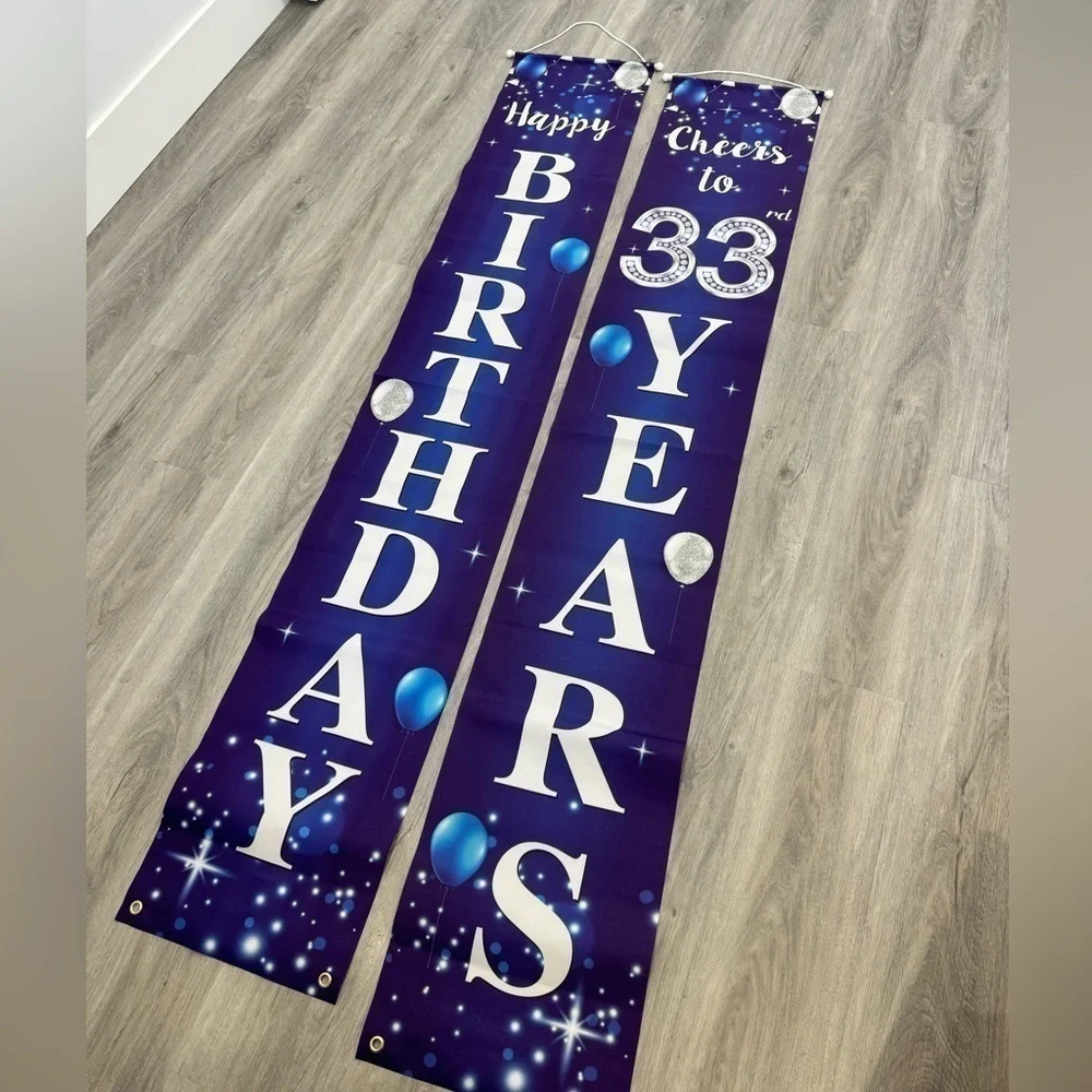 Cheers to 33 Years Happy Birthday Yard Door Hanging Banners
